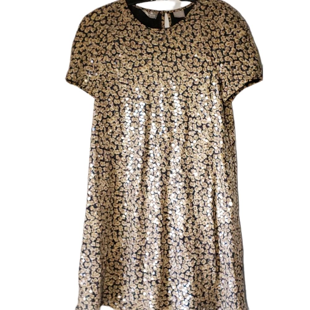 Vintage Liz Claiborne Trapeze Swing Dress Floral Sequined 90's Grundge